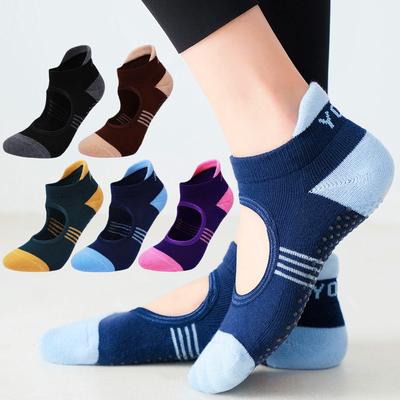 Women Backless Pilates Socks Towel Bottom Breathable   Yoga Socks Cotton Ballet Dance Sports Socks for 