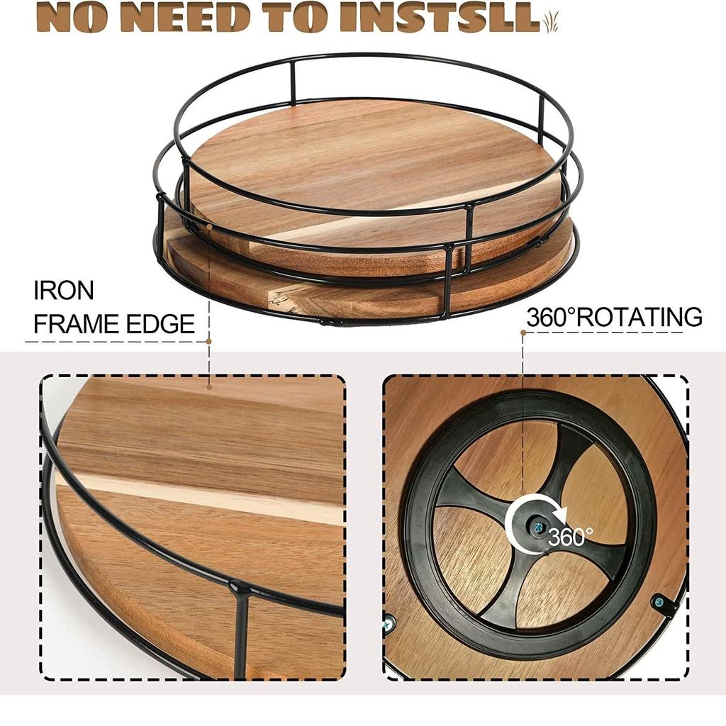 Multifunctional Rotating Storage Natural Rotating Spice Kitchen Spice Food Storage Refrigerator Storage Cosmetics Small Item Tabletop Storage Case,