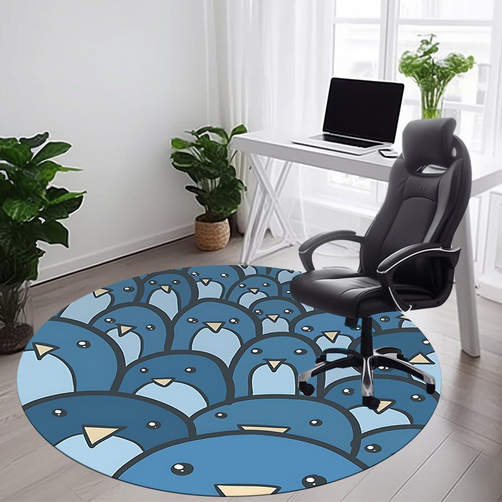 1pc Penguin Pattern Office Round Area Rug, Indoor Mat Suitable ForOffice, Under Office Chairs Bedroom Living Room Home Decor, Room Deco, N64