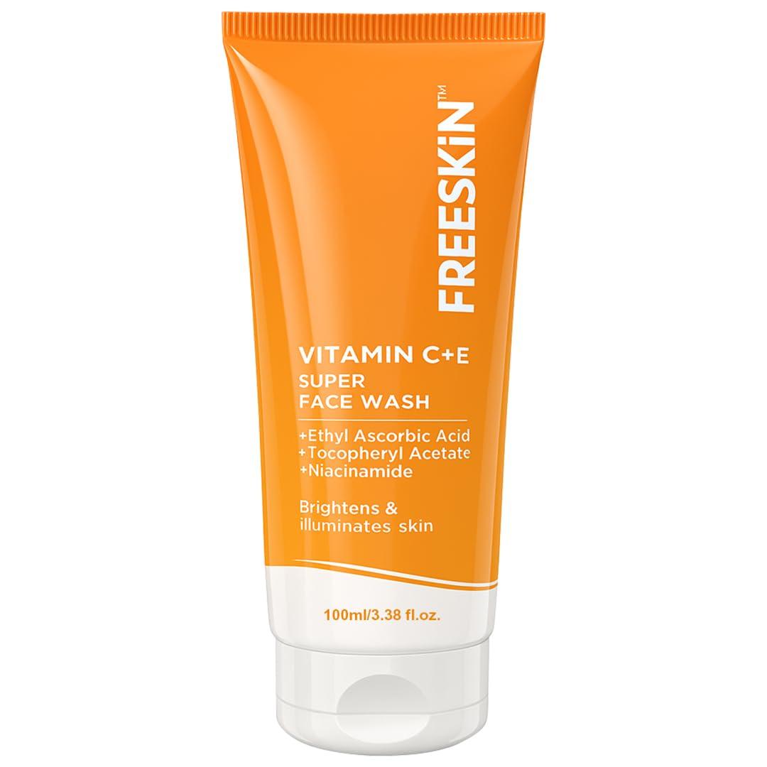 Freeskin Vitamin C & E Supar Face Wash with Niacinamide, Ethyl Ascorbic Acid & Tocopheryl Acetate - Brightens, Illuminates & Evens Skin Tone, Reduc