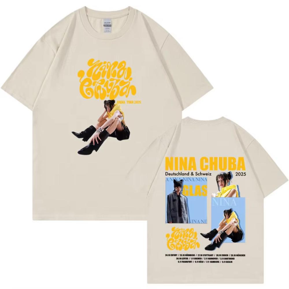 Nina Chuba Trendy Graphic T Shirt 2025 New Mens Women Oversized Aesthetic Cotton Y2K Short Sleeve Summer Print Loose Tees Unisex