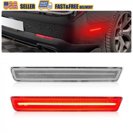 

For 2015- Dodge Challenger 2PCS Red LED Rear Side Marker Lights Clear Lens V