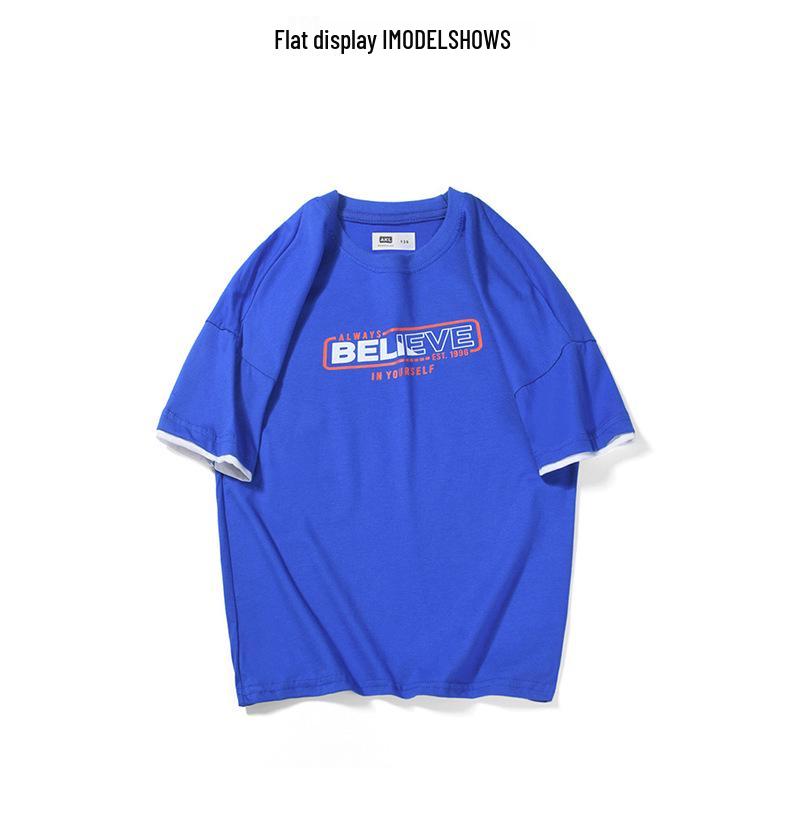 Kids' Korean Style Summer Cotton T-Shirt - Short Sleeve, Printed, Versatile