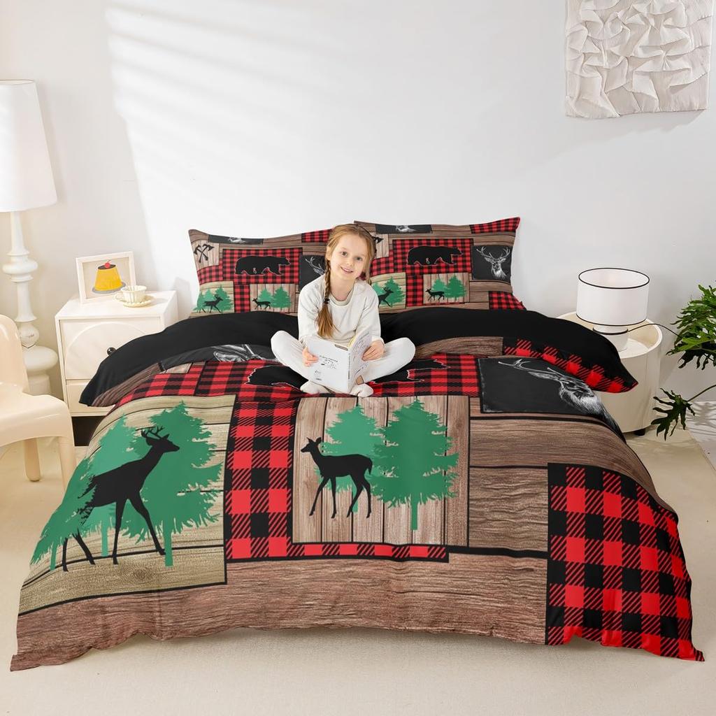 Erosebridal Happy Camping Duvet Cover Set Camper Bedding Sets Twin,Rustic Farmhouse Comforter Cover Camping Accessories Bedding,RV Car Theme