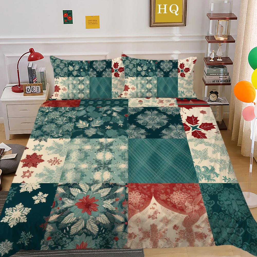 Weihnachtsdruck 3D-Druck Polyester Kissenbezug Bettbezug Zwei- oder Dreiteiliges Set