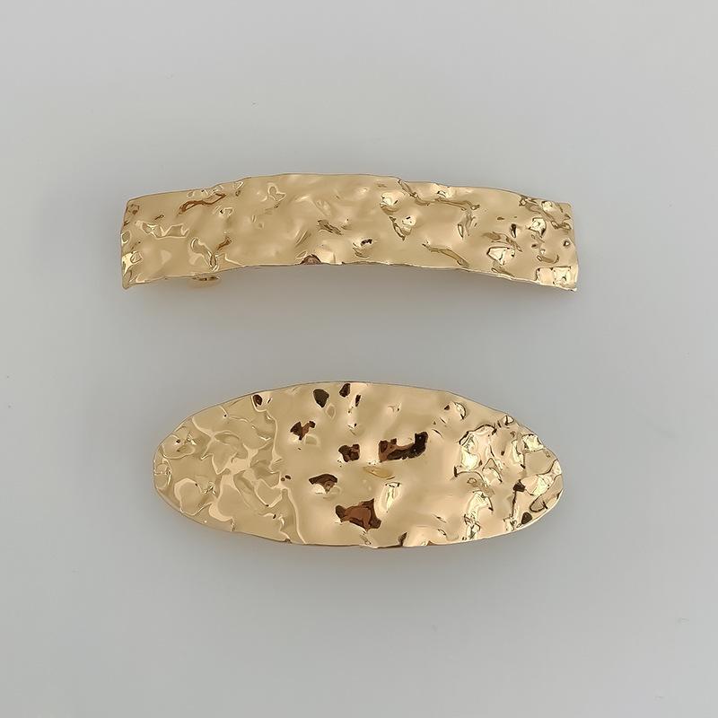 Korean Style Metal Alloy Geometric Square Oval Spring Clip Edge Design Concave and Convex Hair Accessories