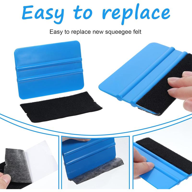 Pre-Cut Self Adhesive Felt Buffers Replacement Black Fabric Felt for 4Inch Squeegee Car Vinyl Wrap Application Tool Tint Scraper