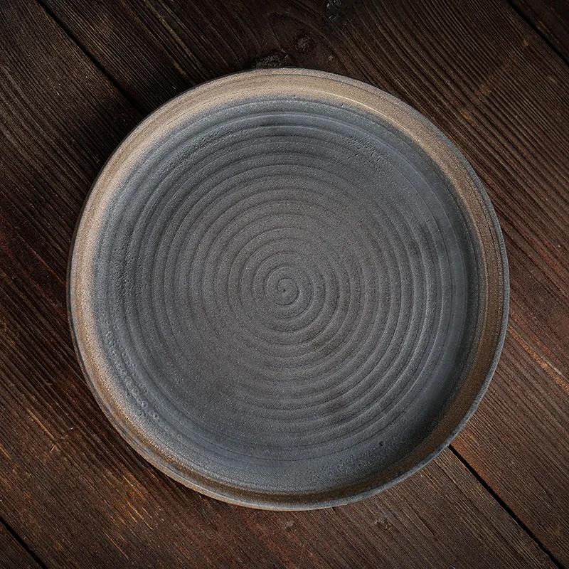Tray Manual Vintage Gilded Dry-Bulb Disk Tea Saucer Ceramic Simple Water Dry-Bulb Tray Chinese Tea Table Tea Ceremony Tray