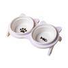 Cervical Protection Ceramic Cat Bowl with Stand Double Bowl Cat Feeding Dish  Water