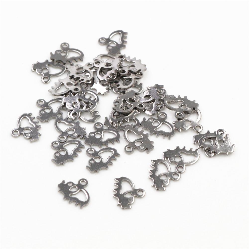 50pcs Small Elephant Butterfly Charms Pendant Stainless Steel DIY Jewelry Making Accessories Findings for Earrings Bracelet