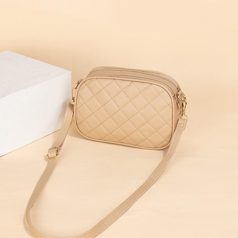 New diamond satchel women's shoulder bag large capacity double zipper design embroidery camera bag ladies bag