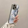 Stylish White Floral Electroplated Tempered Glass Phone Case For iPhone 17 16 15 14 13 12 11 Pro Max Plus 16E 17 Air Tpu Cover