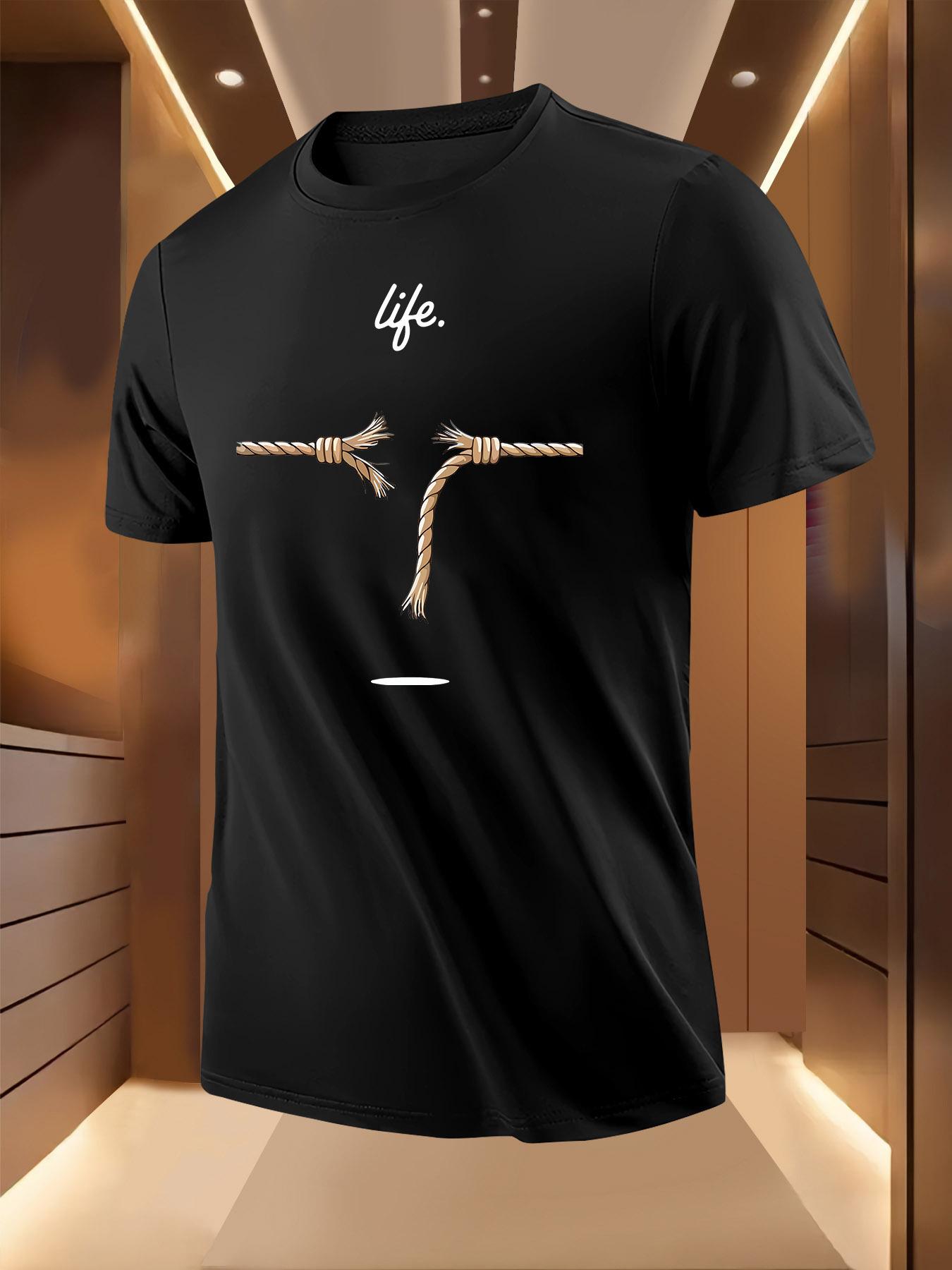Summer Tshirt with Bold Life Rope Print - Breathable XL