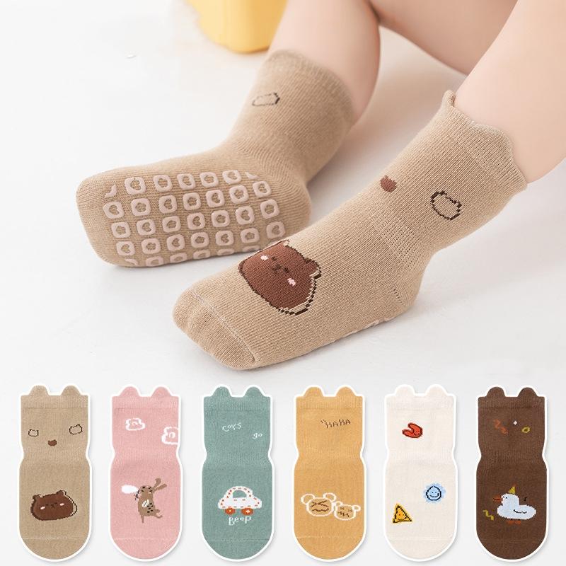 Kids Non-Slip Socks Cute Cartoon Pattern Toddler Boys Girls Children's Floor Socks Comfortable Cotton Socks for Infant Newborn
