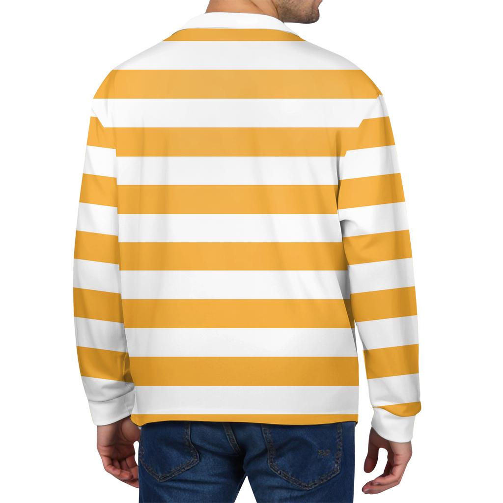Men's Casual Striped Print Button-Up Long-Sleeve Tops