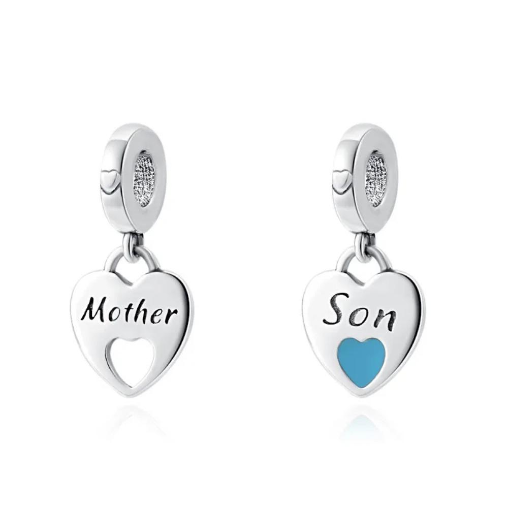 925 Silver Family Charm Fit Original Bracelet Jewelry Pendant Boy Girl Sparkling Mom Bead Sisters Dangle Plated