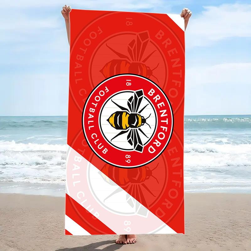 Brentford FC Print Beach Towel, Large Soft Quick Dry Towel for Beach Camping Swimming