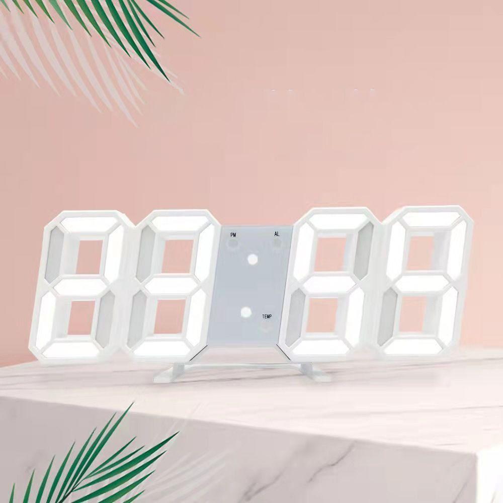 Electronic 3D Digital Alarm Clock Luminous Wall Hanging Clock Portable LED Desk Clock  Student