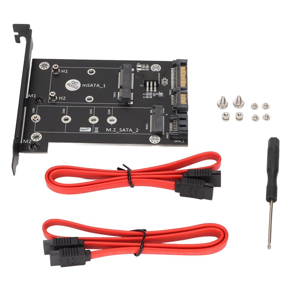 SATA Adapter 2 In 1 MSATA M2 NGFF SSD To Dual Port SATA3 Converter with SATA Cable Screws Stud for 2230 2242 2260 2280