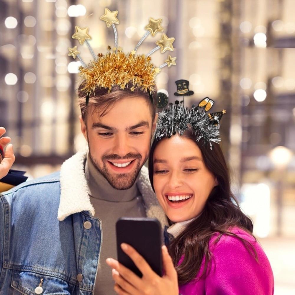 Party Decoration Christmas New Year Headpiece Star/Crown Glitter Hair Hoop  Cosplay Supplies