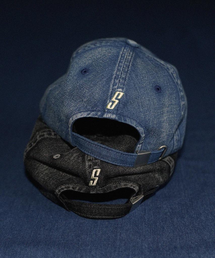 SCOUPE Logo Vintage Denim Ball Cap_Light Blue