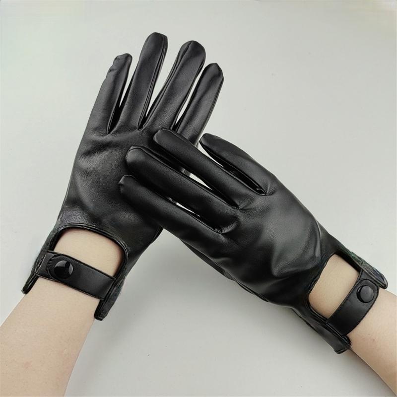 Full Finger Punk Style Gloves Durable PU Leather For Motorcycle Outdoor Halloween Activity