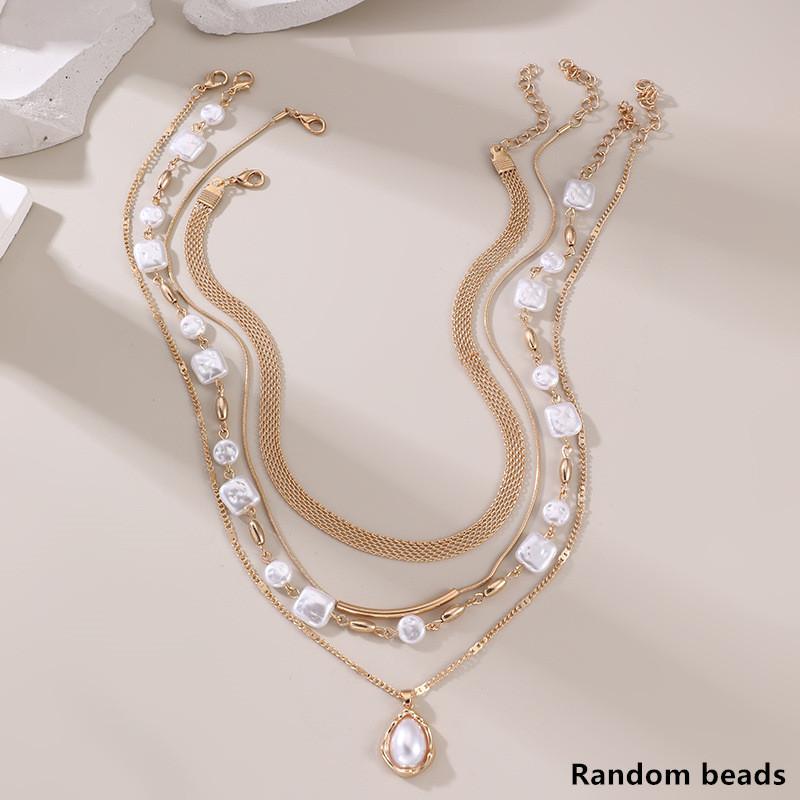 Geometric Pendant Necklace For Women With Alloy Chain Summer Jewelry Set