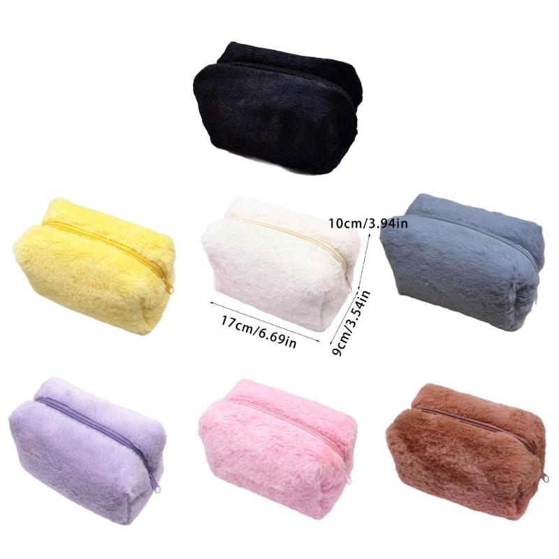 Plush Makeup Bag Soft Polyester Materials for Organizing Cosmetics Fashionable and Practical Designs for Women