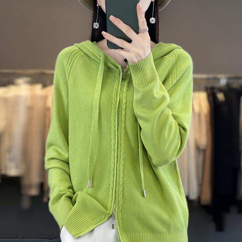 INDFS Women's Fashion Casual Fall Winter Solid Color Print Long Sleeve Hooded Sweaters