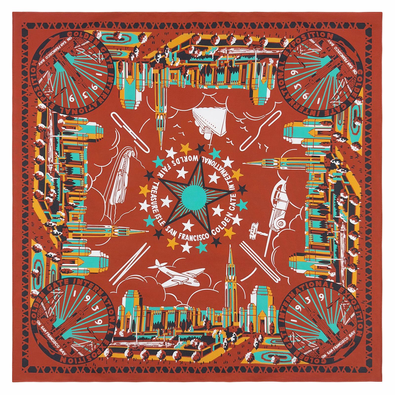 

21 Golden Gate Pattern Bandana Head Scarf Turbans for Women Men Street Style Turban Unisex Head Wrap Bandana красный