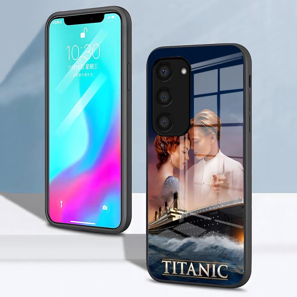 

Чехол для телефона M-Moive T-Titanic для Samsung S26 S25 S24 FE S23 S22 S21 Plus S20 Ultra Note20Ultra Черная стеклянная крышка Galaxy S26 Plus