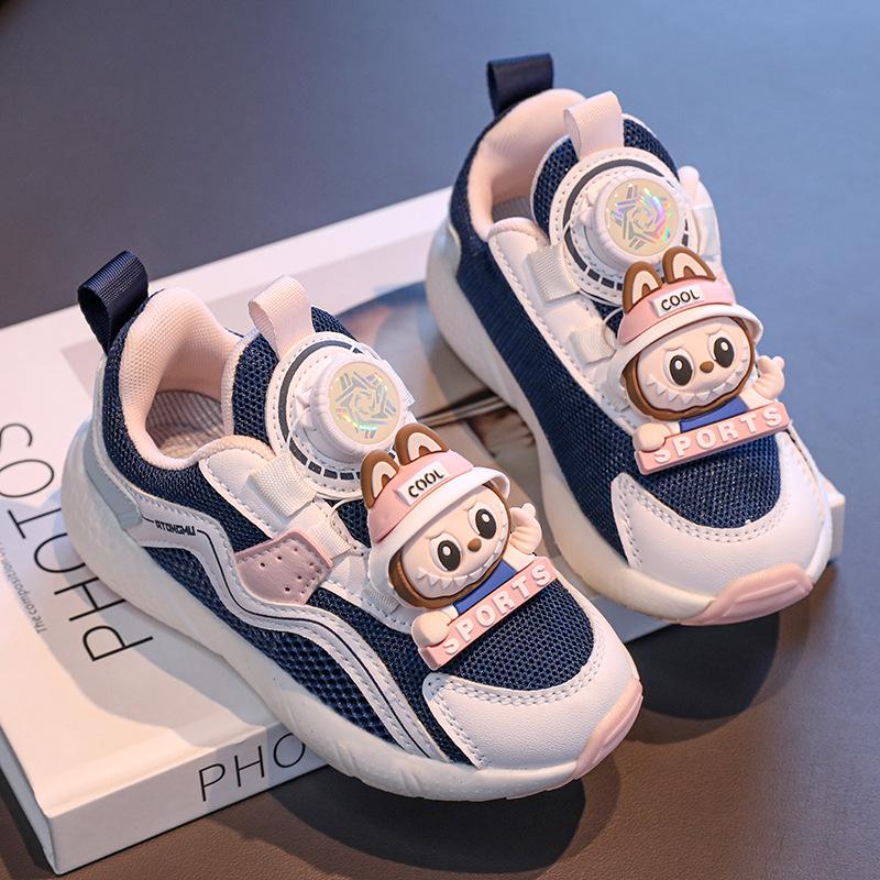 Spring and Summer New Boys Mesh Breathable Casual Non-slip Soft Bottom Rotating Buckle Technology Sports Shoes Children's Fashion Versatile