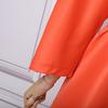 Oversized Women Stand Neck 3/4 Sleeve Bow Knot Belt Party Swing Dresses Nonelastic