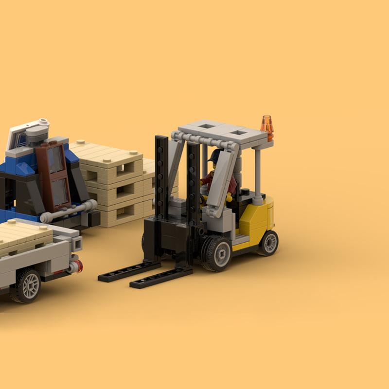 Engineering Truck Forklift Building Block Truck Transporter Assembled Toy Model Compatible With Small Particles