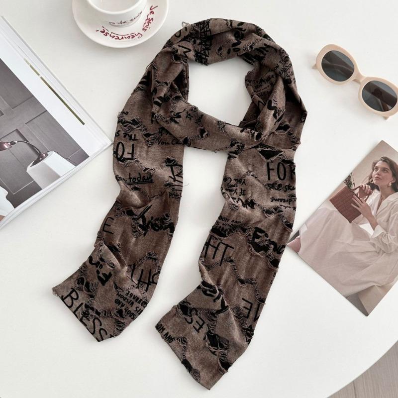 Scarf men's and women's new high-end sense casual versatile trend retro old hole scarf hip-hop style scarf scarf