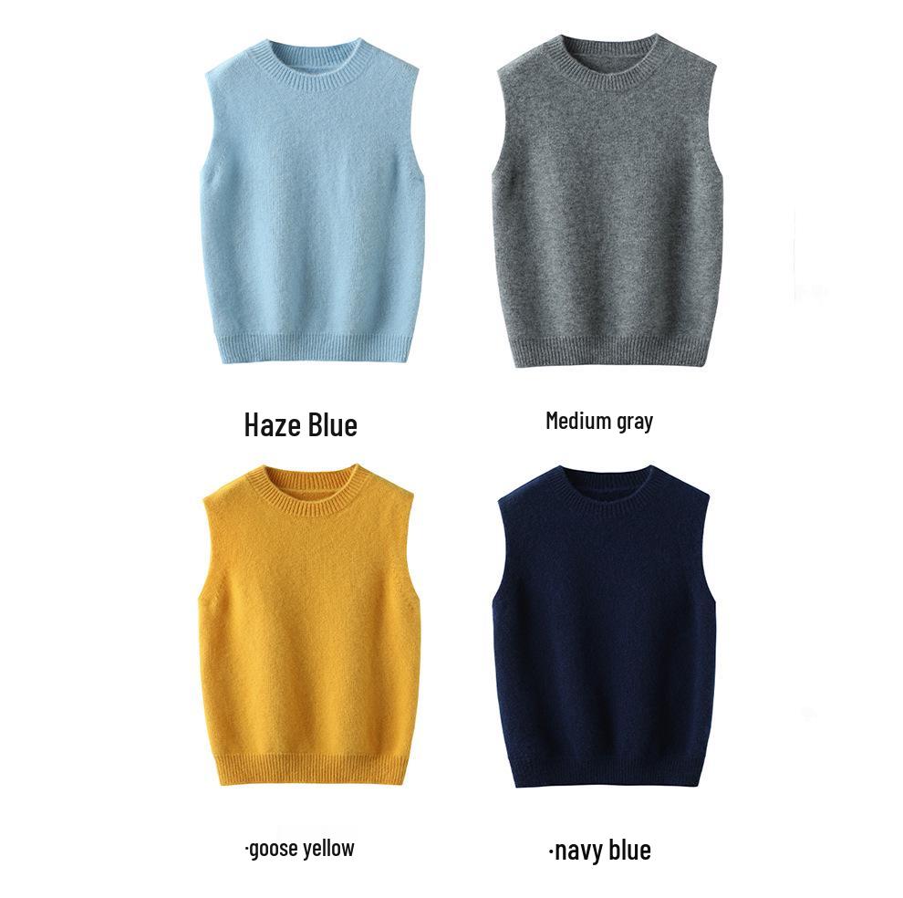 New Kids' 100% Wool V-Neck Sleeveless Sweater