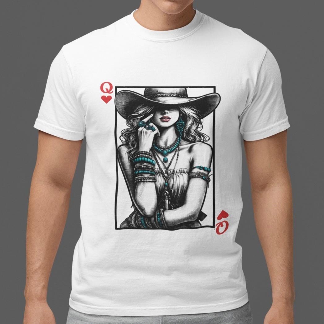 Queen of Hearts Cowgirl Graphic T Shirt Western Boho Tee S-5XL Cotton Unisex S разноцветный