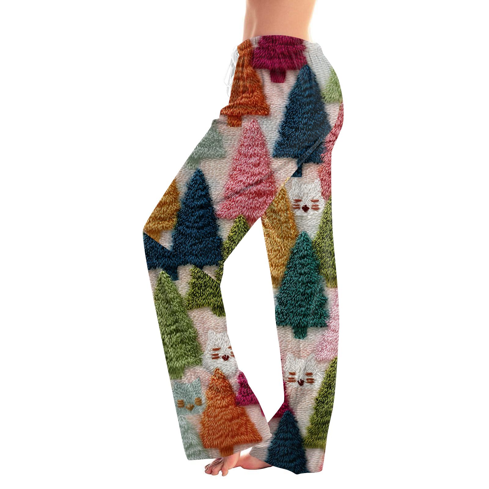 

Женские повседневные брюки на кулиске с рождественским принтом M