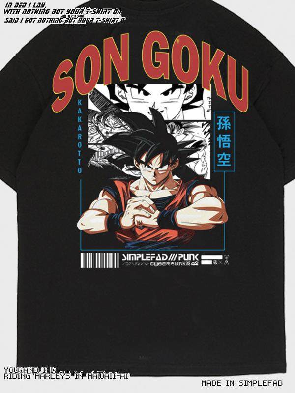 Japanese Anime Dragon Ball Wukong Instagram Cartoon Couple Lazy American Retro Oversized Short Sleeved Tshirt