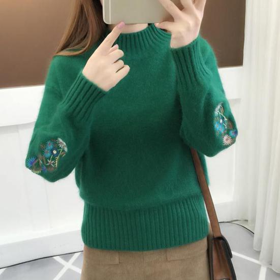 Knitted Sweater Half High Collar Dressing Super Soft Loose Fit Thick Sweater Streetwear