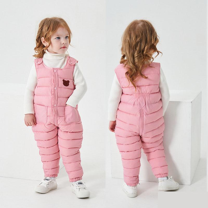 Pantaloni Invernali di Cotone per Bambini Salopette Calde Pantaloni Invernali Spessi Imbottiti in Piumino Salopette per Bambine Tuta Pantaloni