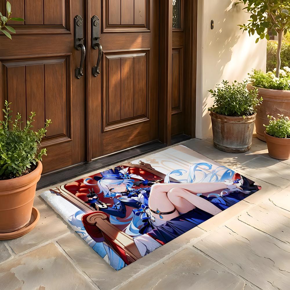 Floor Mat Soft Flannel Rug Non-Slip Absorbent Mat for Bathroom Bedroom Home Decor Genshin Impact Furina