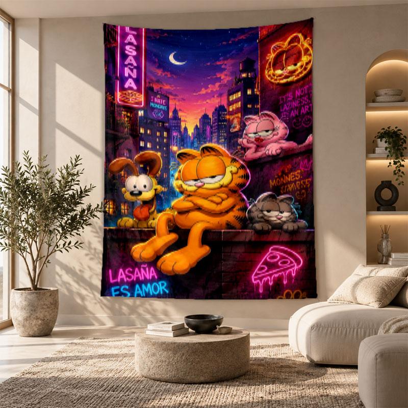 Decorative Tapestry,Garfield Cartoon Printed Wall Art, Lightweight Wall Hanging For Bedroom Background