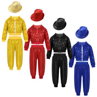 Kinderen Dancewear Suits Kids Meisjes Jongens Glanzende Pailletten Kleding Sets Hip Hop Dance Stage Kostuums
