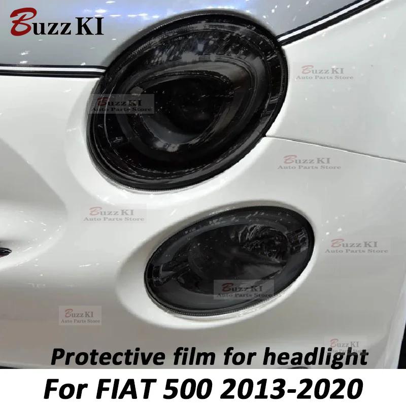 For Fiat 500 Abarth 2013- Car Headlight Protection Tint Film Smoke Black TPU Protective Transparent Sticker Car Accessories