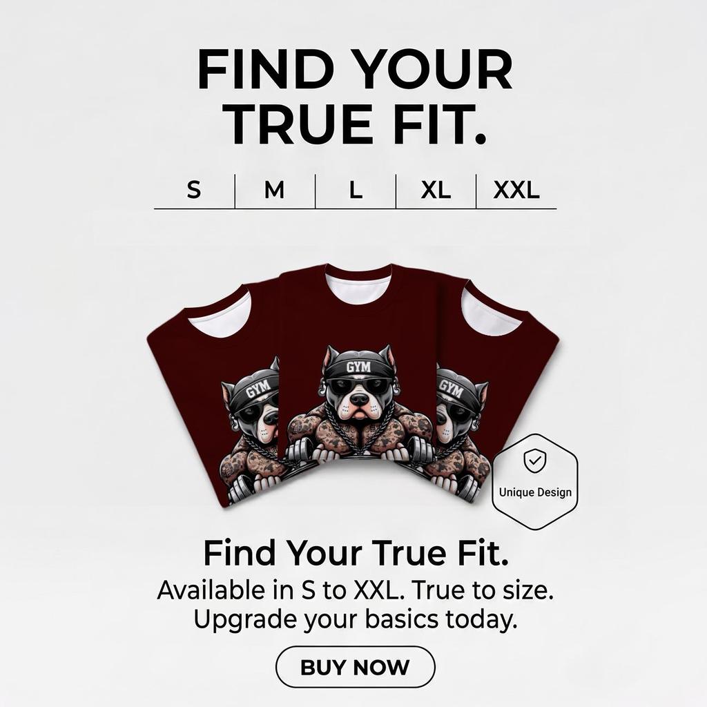 Men's Crew Neck Short Sleeve T-Shirt, Fashion 3D Muscular Tattoo Pitbull Gym Dumbbell Graphic Casual Daily Wear Tee