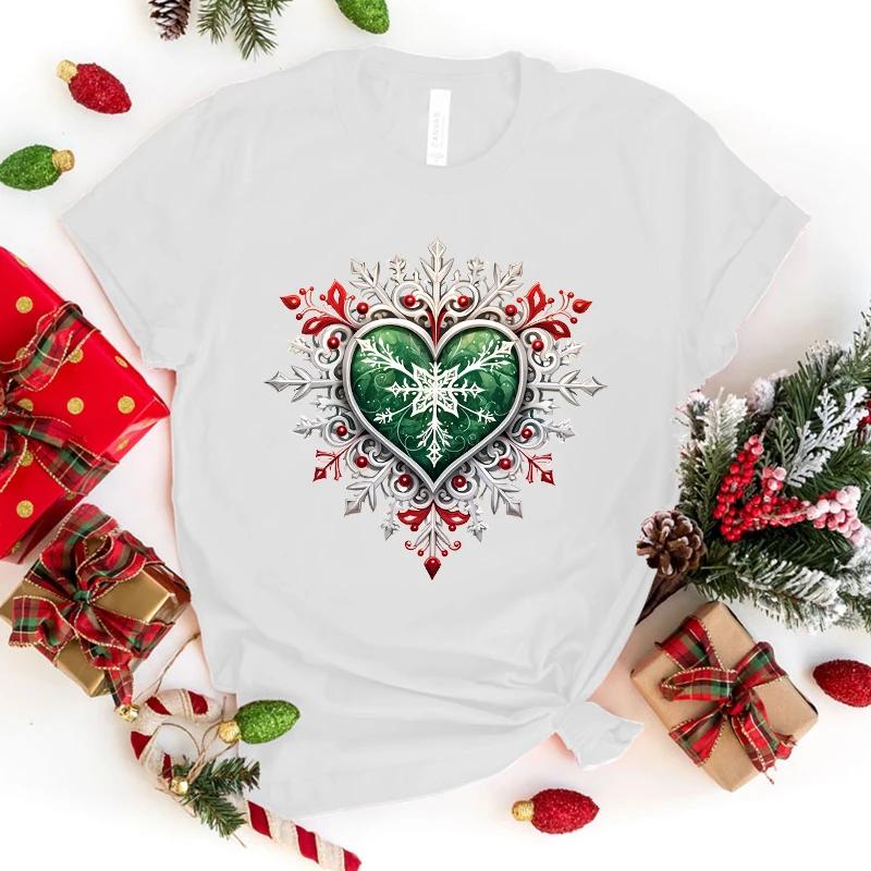 

Горячая Рождественская Любовь Графическая Футболка Женская Модная Футболка Рубашки с Коротким Рукавом Мама Летние Футболки Большие Размеры Топы Крутая Футболка XXXL золотой