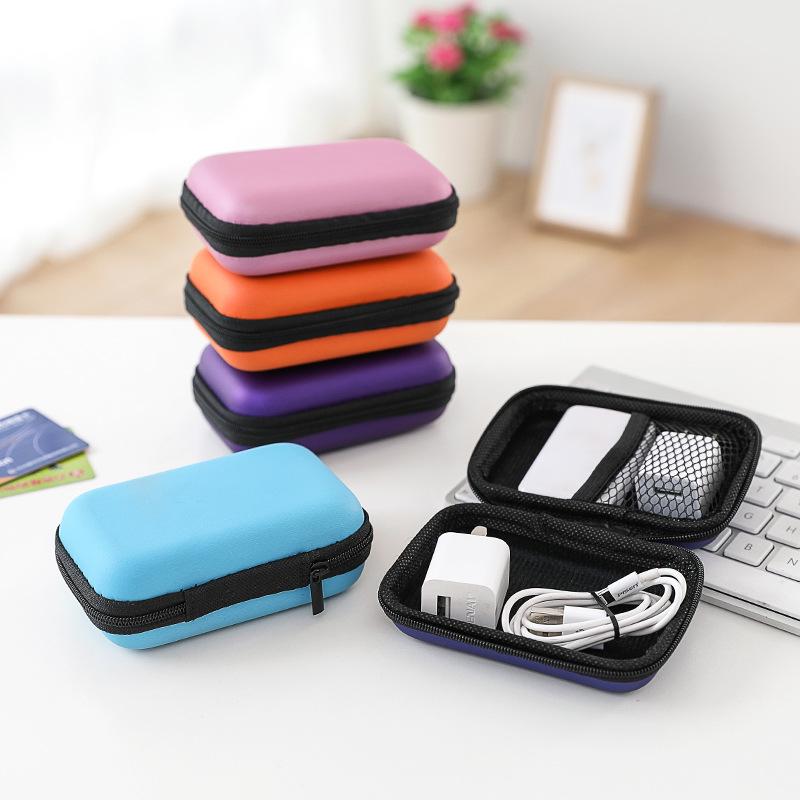 Square Earphone Bag, Data Cable Storage Bag with Zipper, Mobile Phone Cable Storage Box, Change Key Bag, Coin Bag.