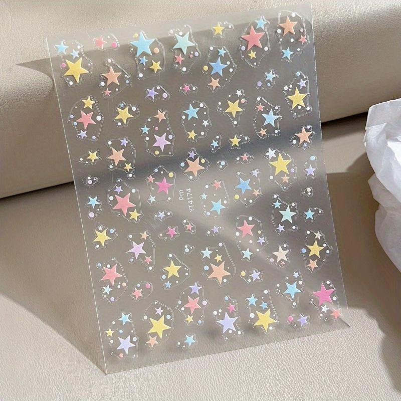 

1 шт. Многоразовые самоклеящиеся наклейки для ногтей, цветные глянцевые наклейки для нейл-арта со звездами и горошком, пастельная и металлическая тема фэнтези-космоса для женского маникюра