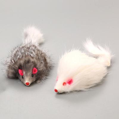 2 Stück Künstliche Weiche Plüschmaus Katze Teaser Haustier Kätzchen Fangen Interaktives Spielzeug